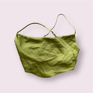 Garage Green Satin Cowl Neck Top